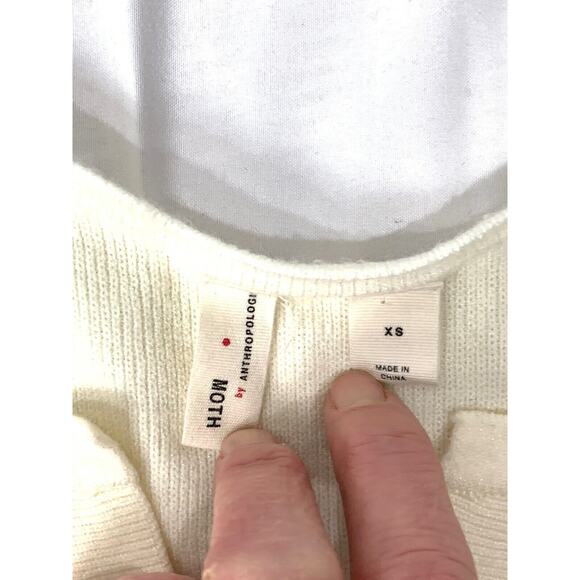 Moth Anthropologie Striped Sweater Notched Neckline 3/4 Sleeve Size XS - Picture 5 of 8